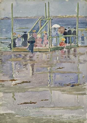 干潮時の浮き、リビアビーチ、1896-1897年頃（WC＆グラファイトにグラファイト）
